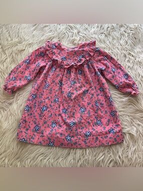Vintage 90s OshKosh Pink Floral Corduroy Dress Ruffled Girls Size 3T